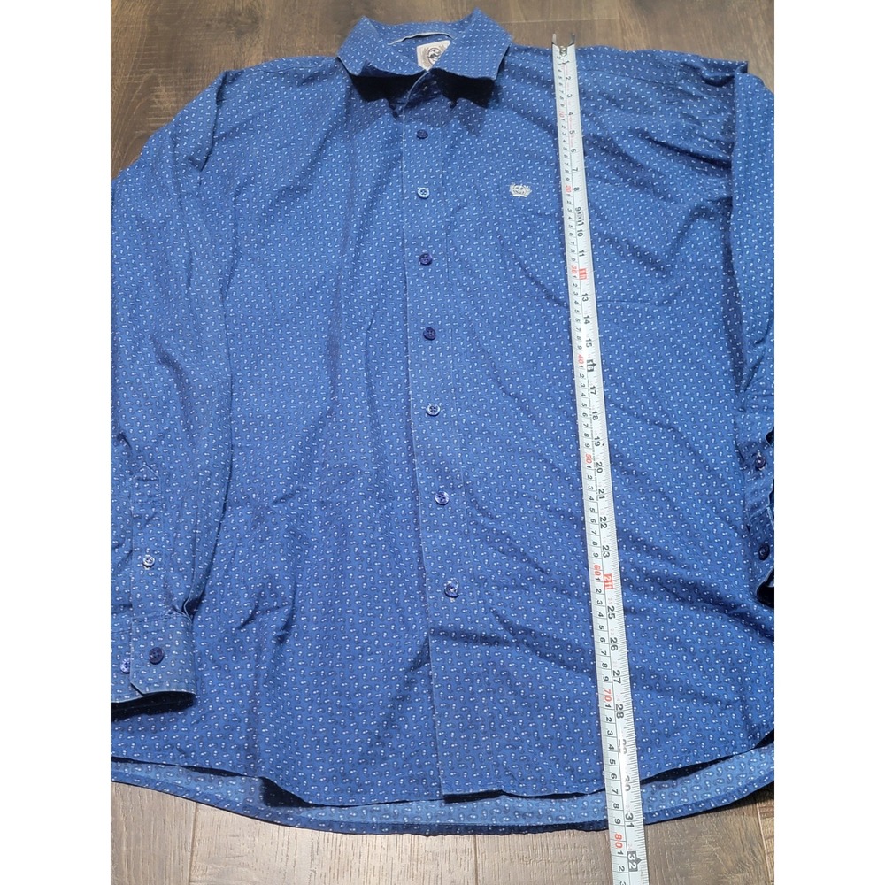 Cinch Mens Blue Paisley Long Sleeve Western Button Down Shirt MTW1103727 Size L
